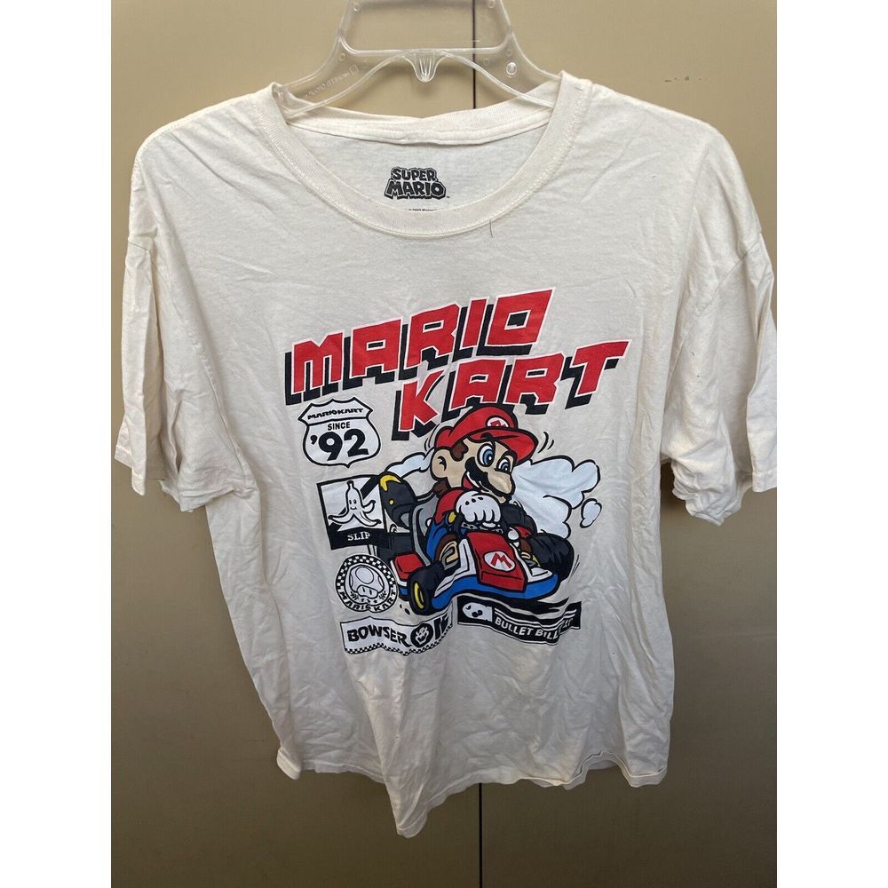 Mario Kart Super Mario Nintendo‎ Shirt Siz Large Beige Off White Mens